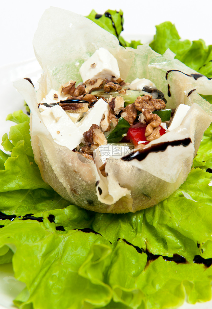 希腊沙拉饮食餐厅蔬菜午餐洋葱绿色食物美食盘子传统图片