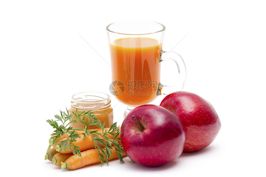 一杯新鲜的胡萝卜汁 苹果和蜂蜜营养橙子果汁纤维豆类结节食物养分蔬菜杂货店图片