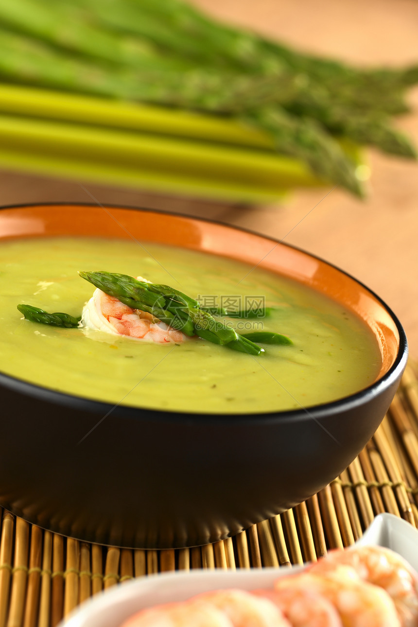 与虾一起的阿斯帕拉古斯冷冻美味美食绿色海鲜照片蔬菜食物图片