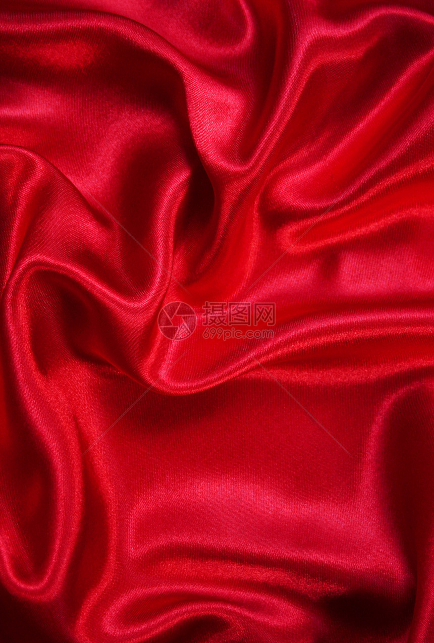 平滑优雅的红色丝绸作为背景热情纺织品投标海浪奢华窗帘胭脂织物布料曲线图片