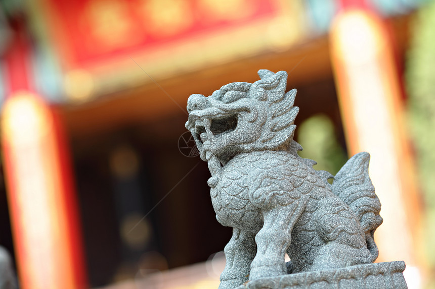 中国狮子雕像寺庙力量文化金子运气警卫装饰品历史金属博物馆图片