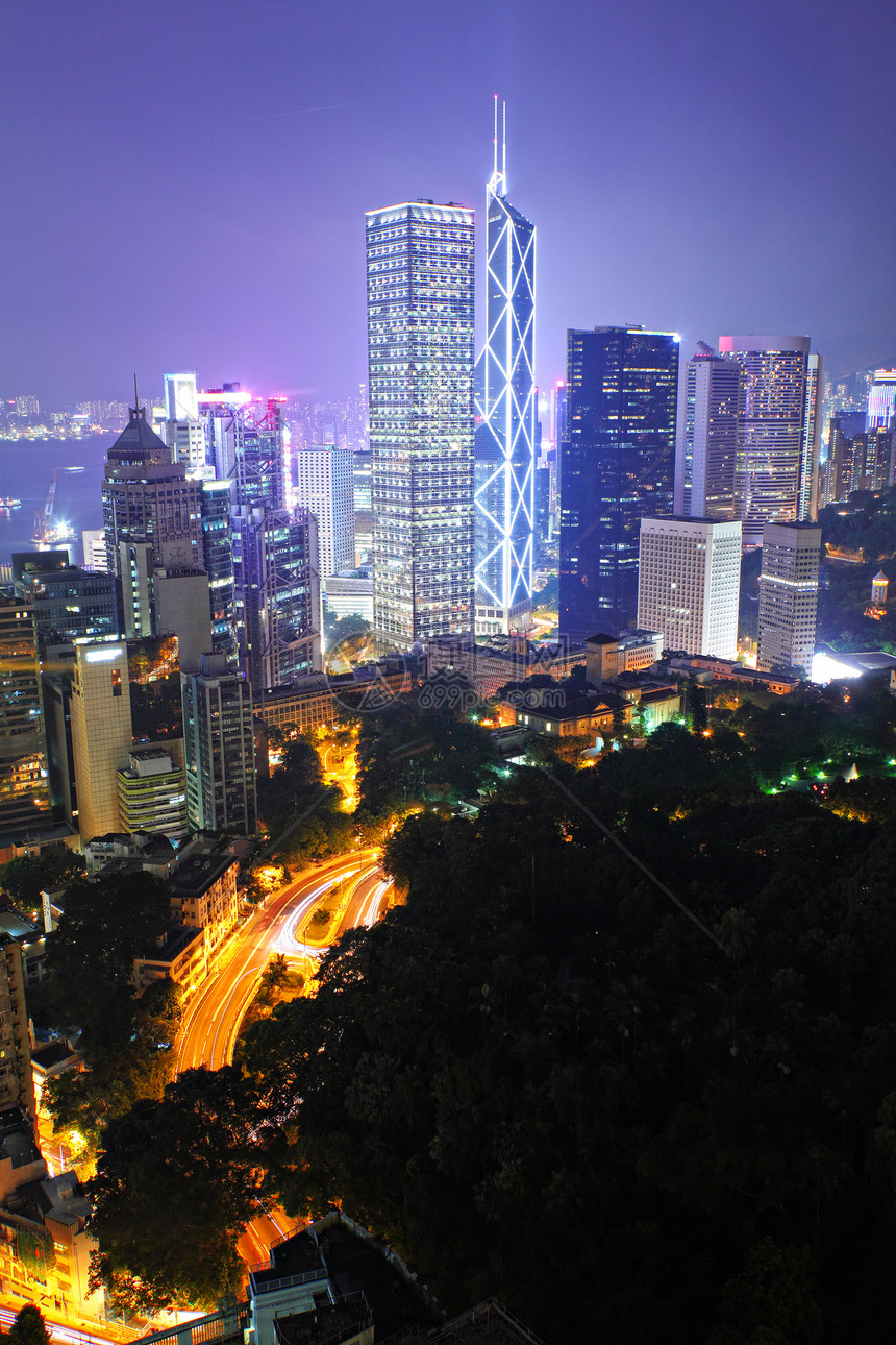 香港市晚上天际速度交通街道市中心城市中心运输景观时间图片