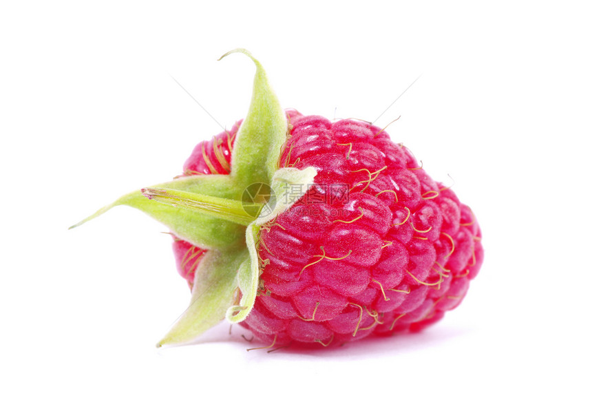 树莓草莓果味食物甜点红色饮食叶子宏观白色花园绿色图片