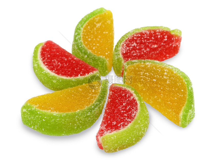 五颜六色的水果含糖糖果特写螺旋美食绿色活力团体正方形黄色红色宏观圆圈图片