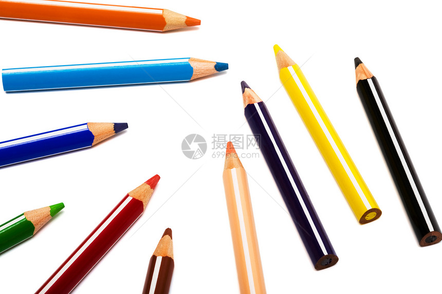 美丽的彩色铅笔黑色教育画家生活红色童年艺术水平创造力黄色图片