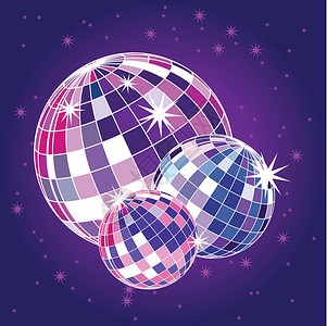 迪斯科舞球圆形插图紫色背景图片