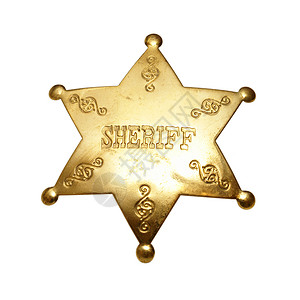 警长徽章监狱黄铜星星白色法律金属鉴别安全警察服务背景图片