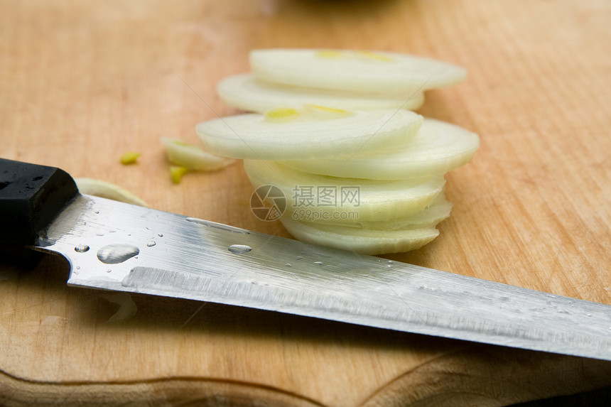 刀和洋葱食欲菜板沙拉维生素厨房烹饪图片