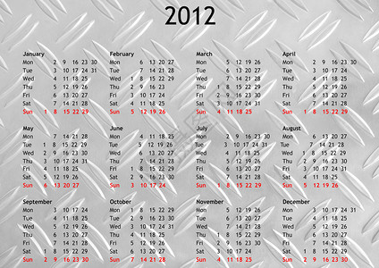 12个月日历2012日历钻石时间金属工业几个月瓦楞灰色背景