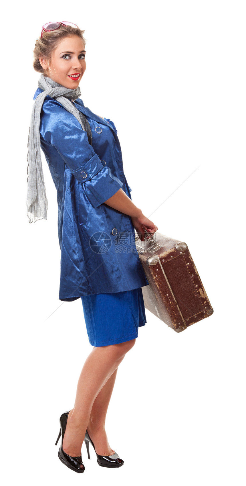 单身单身妇女旅行悲伤历史寂寞女性风格行李裙子冒充女士披肩图片