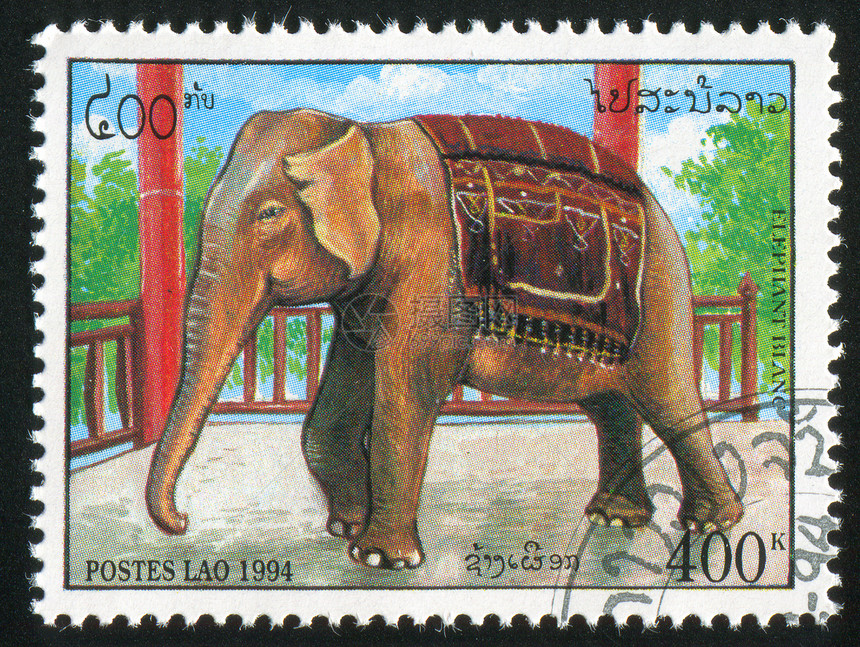大象身体古董邮戳信封历史性装饰品栅栏绿色植物集邮眼睛图片