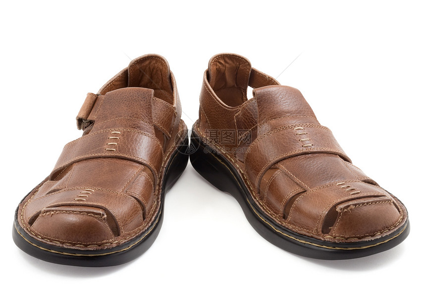 沙山靴子鞋类凉鞋棕色皮革图片