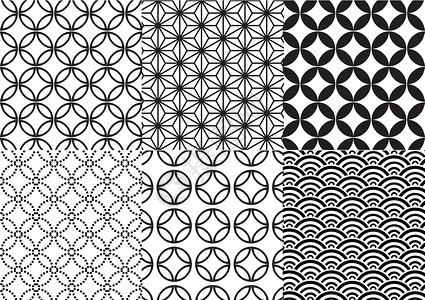 无缝无缝日本模式平铺海浪织物异国情调圆圈墙纸装饰品艺术品纺织品背景图片
