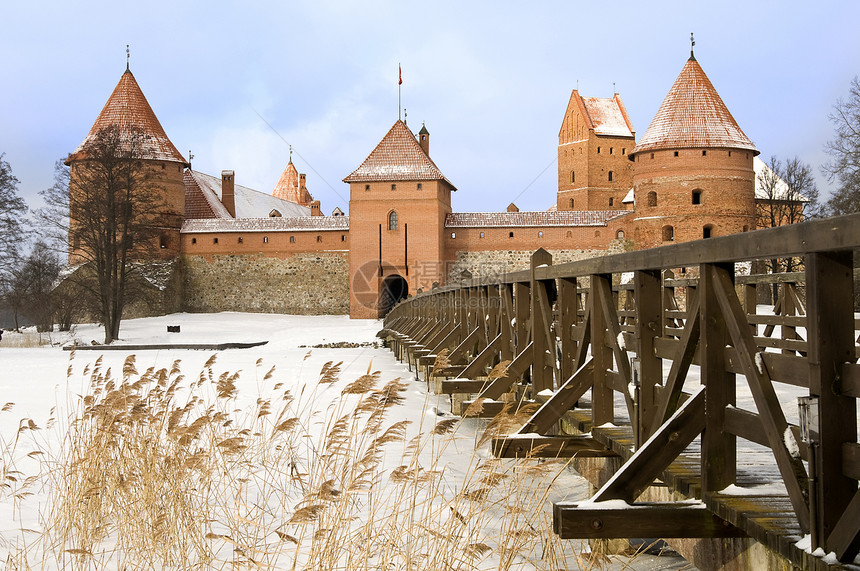 立陶宛特拉凯城堡建筑学骑士堡垒旅行防御建筑蓝色历史地标博物馆图片