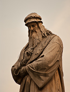 莱昂纳多达芬奇雕像天才持久性纪念碑背景