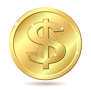 一分钱印有美元符号的金金硬币圆圈宏观支付货币插图反射商业利润财富标识插画