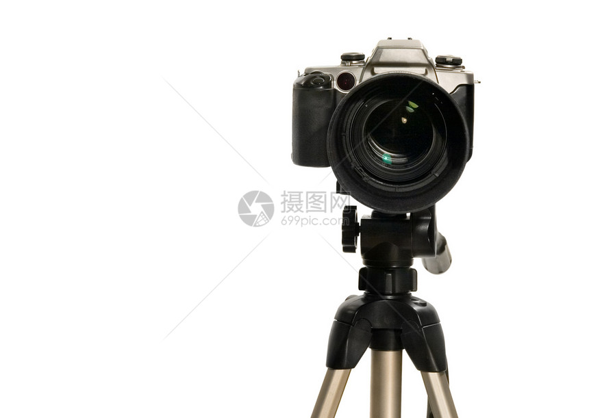用大镜头的相机白色快照格式技术艺术照片镜片摄影师电影盒子图片