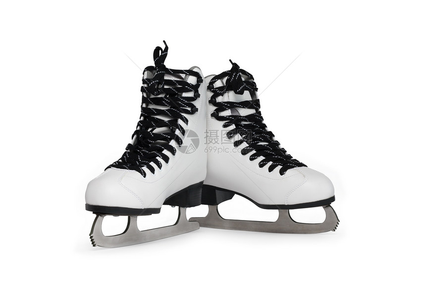 冰滑鞋运动女性皮革白色滑冰生活方式图片