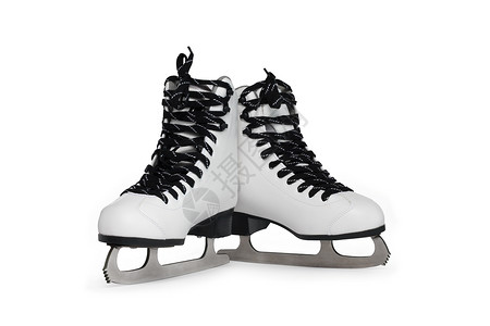 冰滑鞋运动女性皮革白色滑冰生活方式背景图片