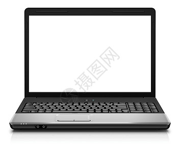 白色上孤立的笔记本电脑工作老鼠商业屏幕技术场地钥匙金属键盘剪裁背景图片