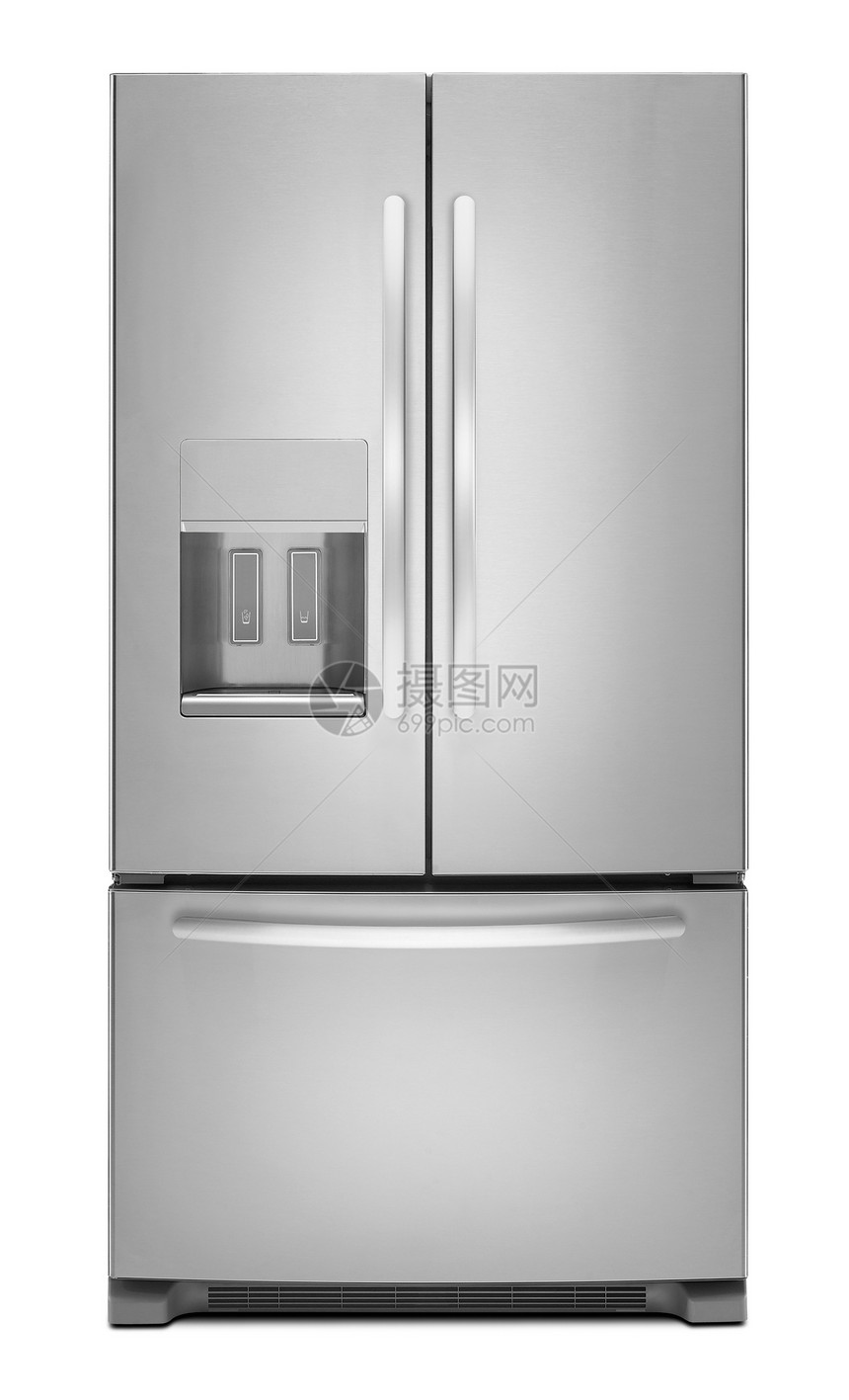 双门冷冻柜的剪切路径剪裁白色冰箱厨房小路图片