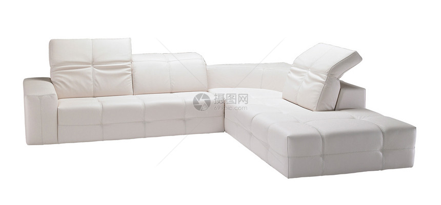 现代白色皮革沙发与世隔绝的图像家具软垫闲暇办公室创造力房间枕头长椅图片