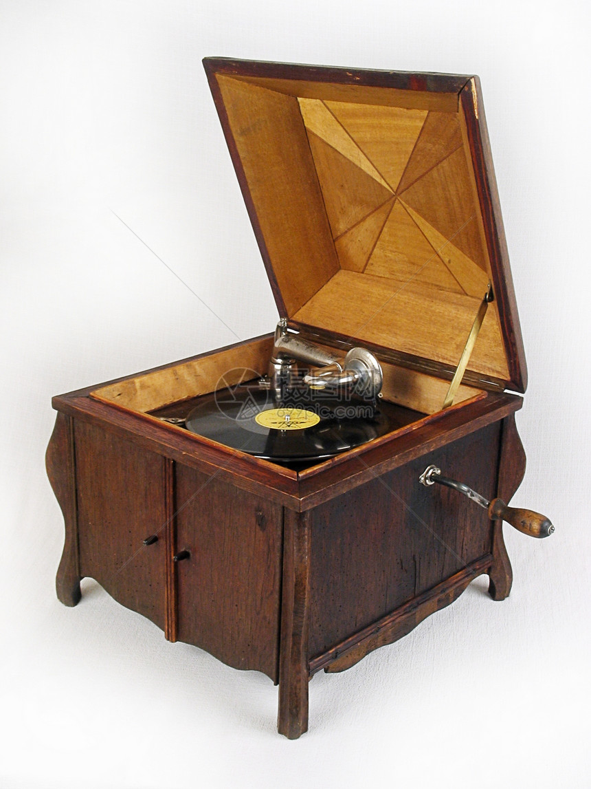 旧旧唱片播放器古董乐器文化旋转技术金属记录宏观留声机音乐图片