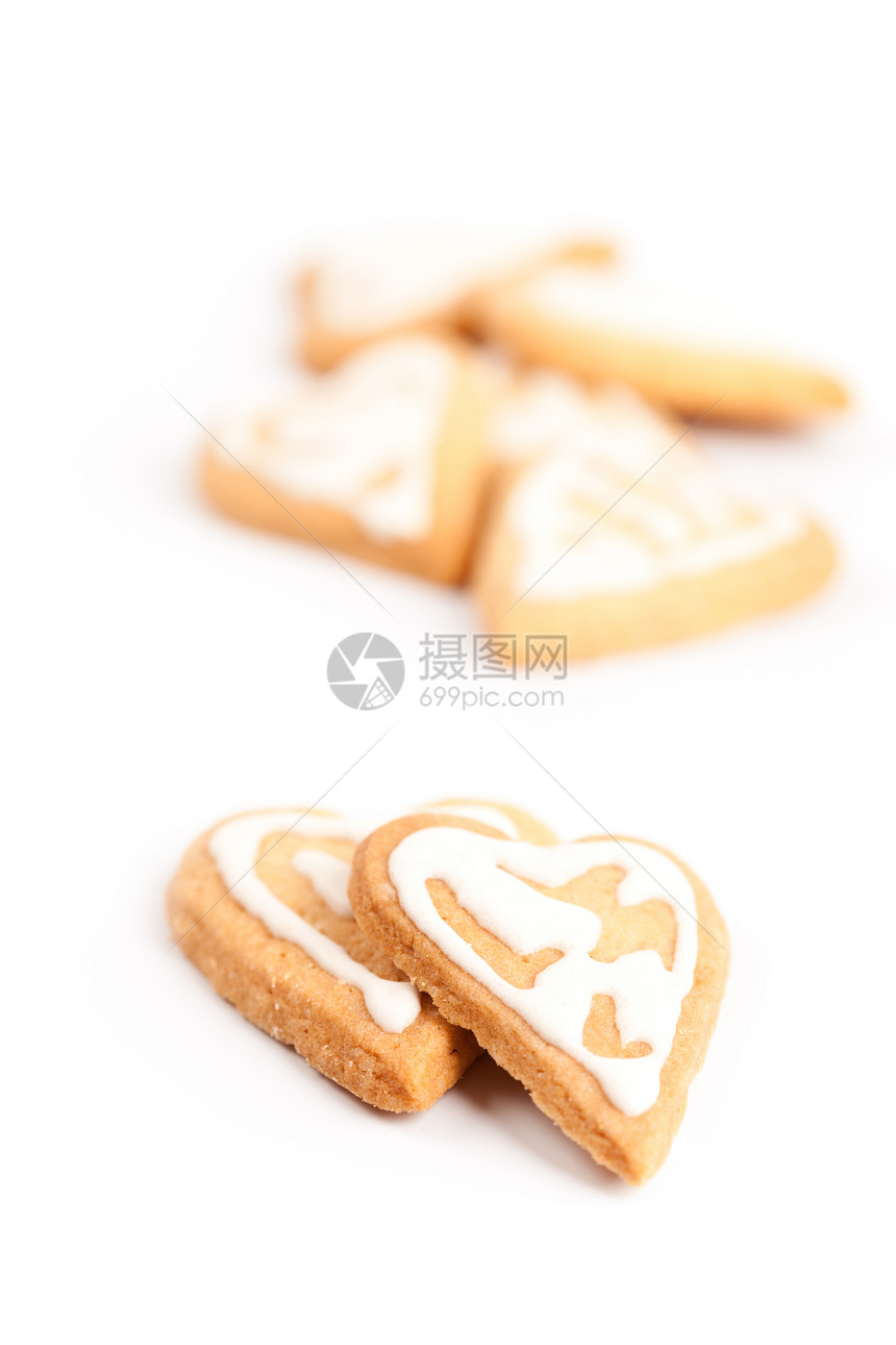 情人节饼干棕色面包庆典白色小吃黄色装饰品玻璃窗食物甜点图片