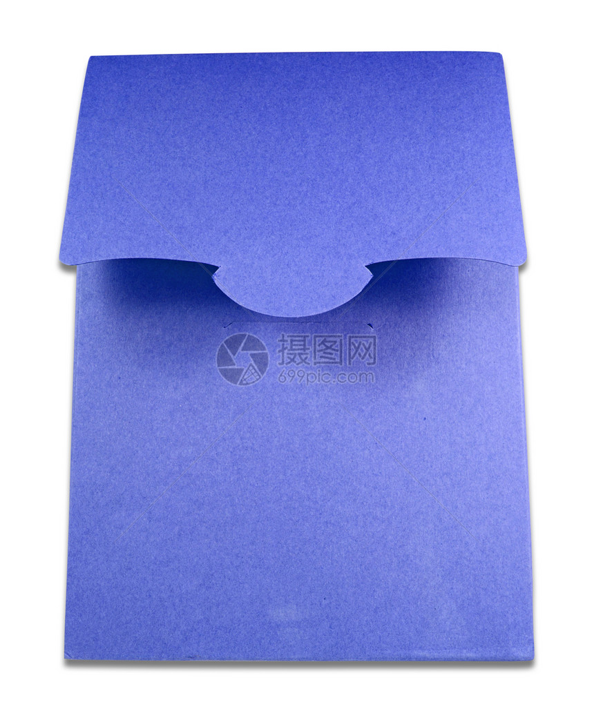 白色背景上孤立的蓝盒子空白包件图片