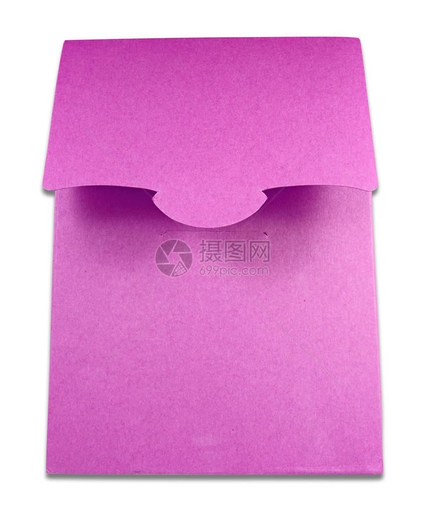 白色背景上孤立的粉红盒空包件图片