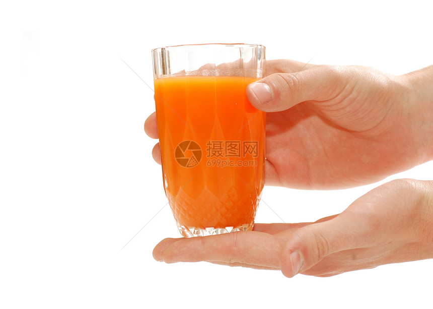 与果汁交手热带稻草反射享受玻璃橙子营养养分异国情调图片