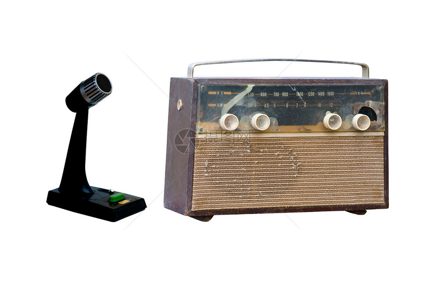 旧式无线电和麦克风图片