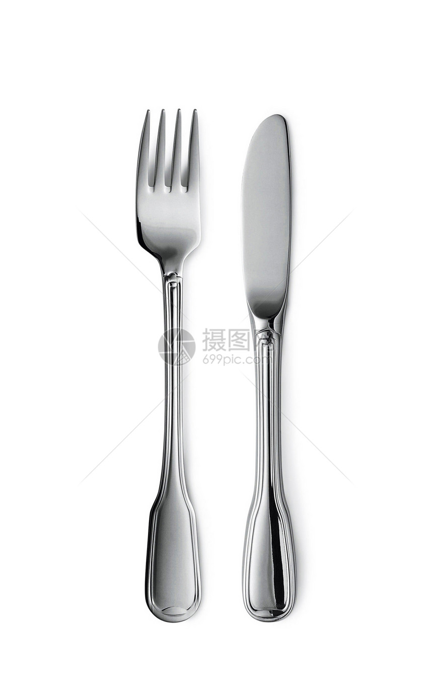 孤立的叉和刀银器餐厅食物厨房白色营养用具餐具用餐金属图片