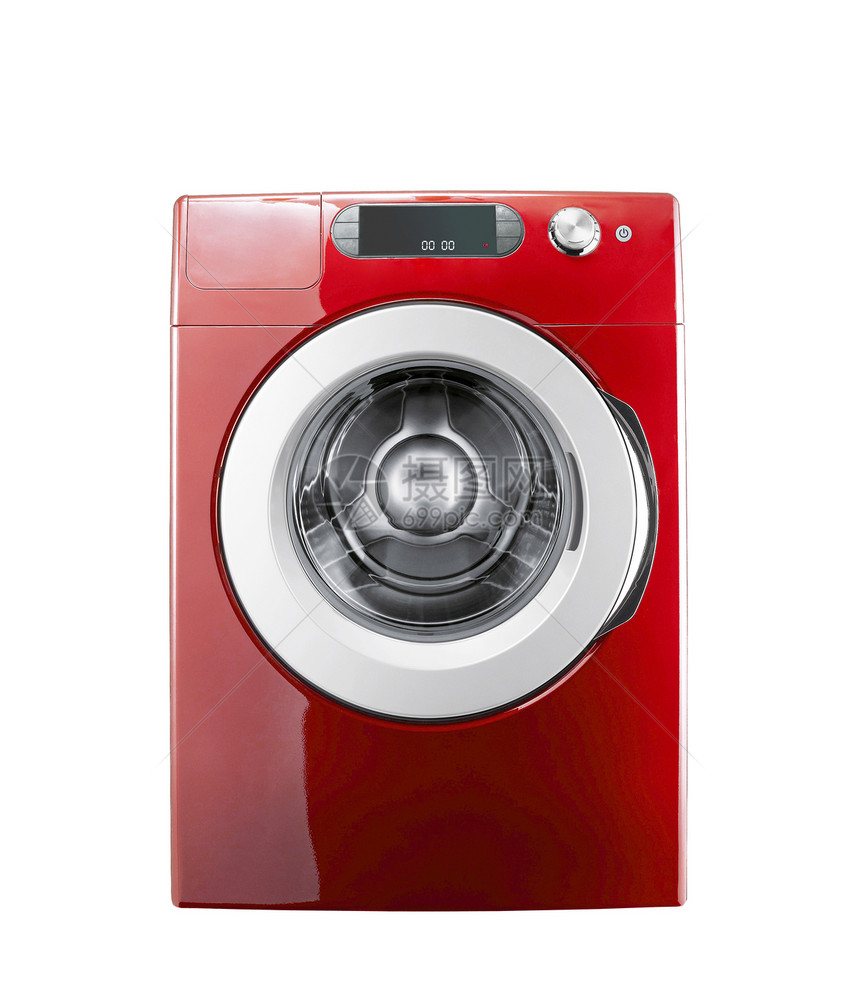 孤立的洗涤机机器红色家务垫圈工作纺纱白色技术洗衣机洗衣店图片