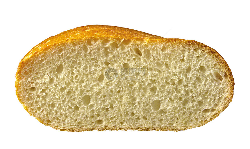 白色背景上孤立的新鲜面包切片图片