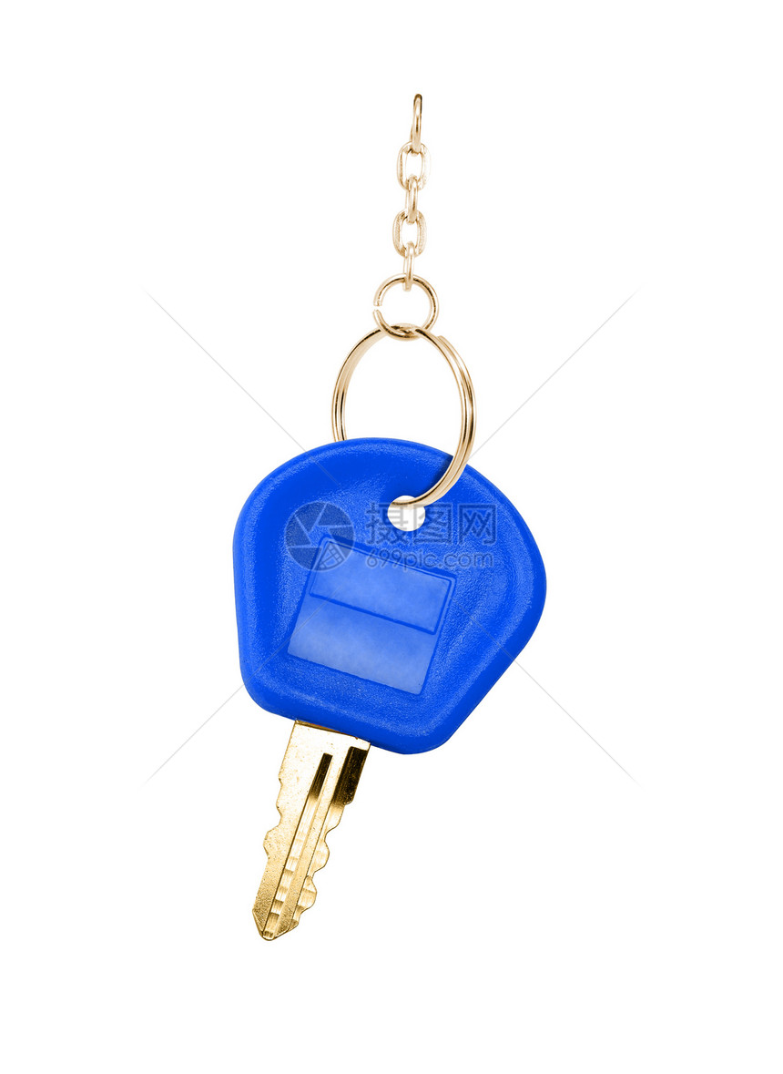 蓝色键准入成功保险空白钥匙安全生活标签白色戒指图片