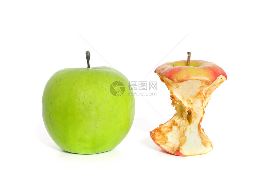 两个苹果营养维生素水果绿色饮食白色图片