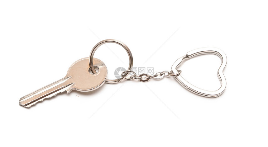 将钥匙作为心用钥匙链热带戒指吊坠魅力圆形饰品白色铁路金属图片