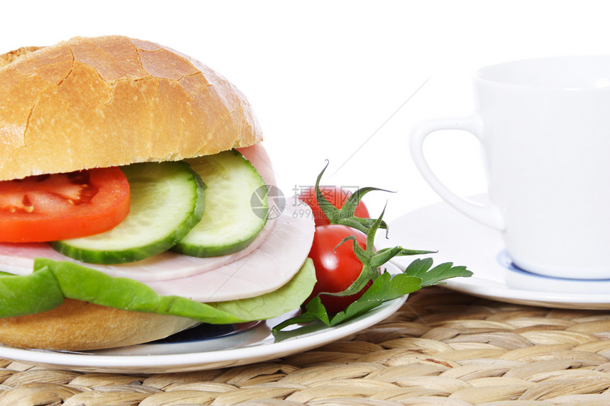 早餐小吃咖啡小麦时光休闲营养食物时间包子白色图片