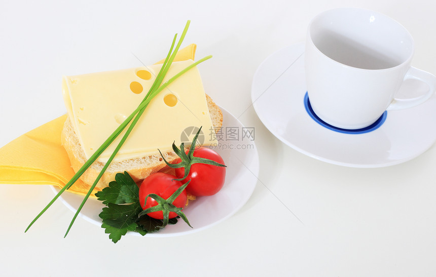 早餐休闲白色营养时间橙子食物咖啡包子小麦餐巾图片