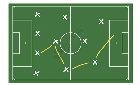 足球战术运动场地游戏插图程式化白色沥青概念地面背景图片