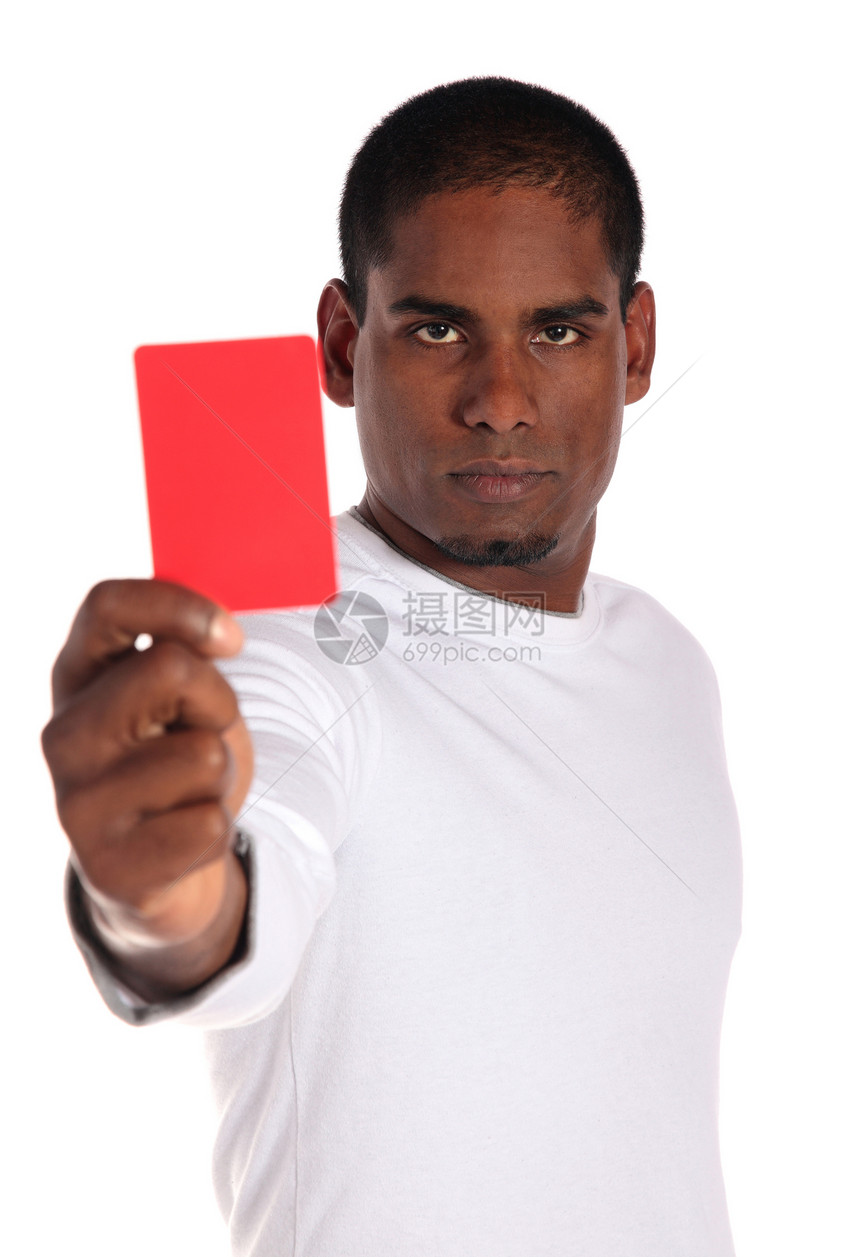 红卡青年男人裁判红色深色成人黑色皮肤青少年卡片图片