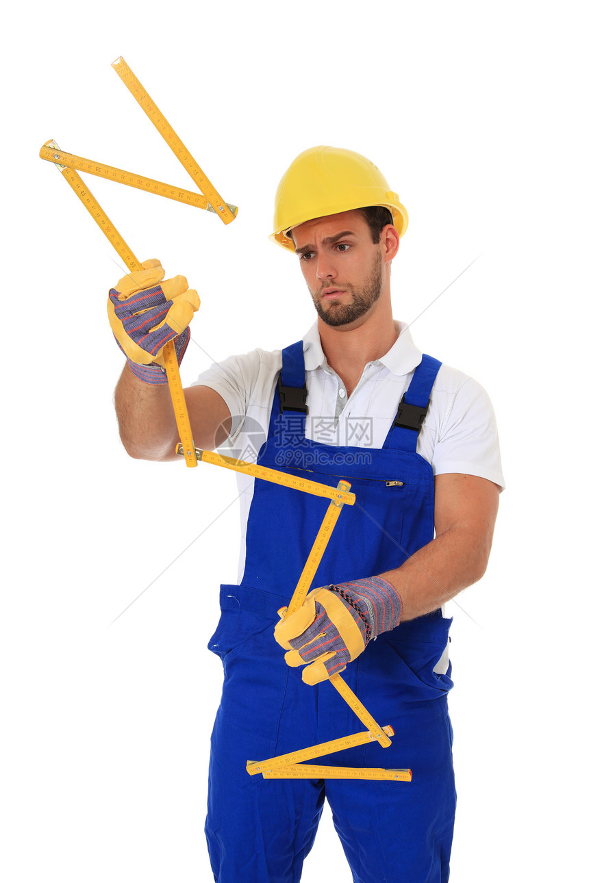 建筑工人机械魅力白色建筑业男性工匠领班建设者男人防护服图片