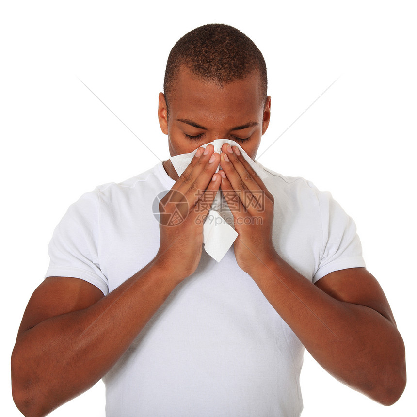 男人感冒了皮肤疾病深色青年血统黑人过敏流感白色黑色图片