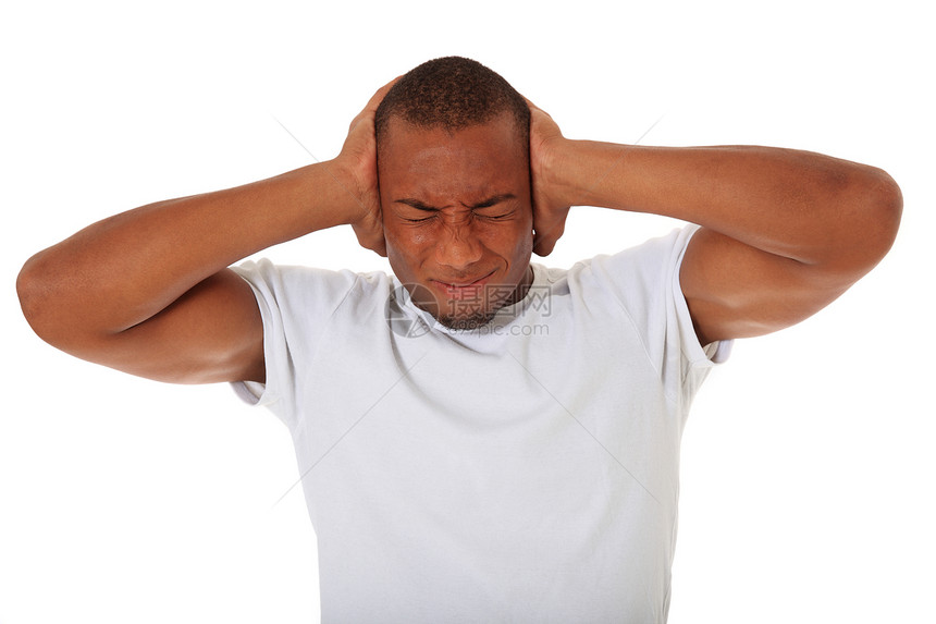 无知压力深色头痛皮肤白色黑色噪音耳朵黑人听力图片