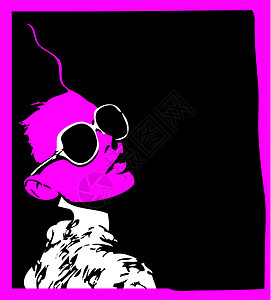粉色黑色戴太阳眼镜的封面女孩插画