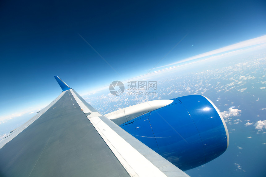 飞机飞行蓝色地球假期旅游力量地平线喷射商业空气涡轮图片