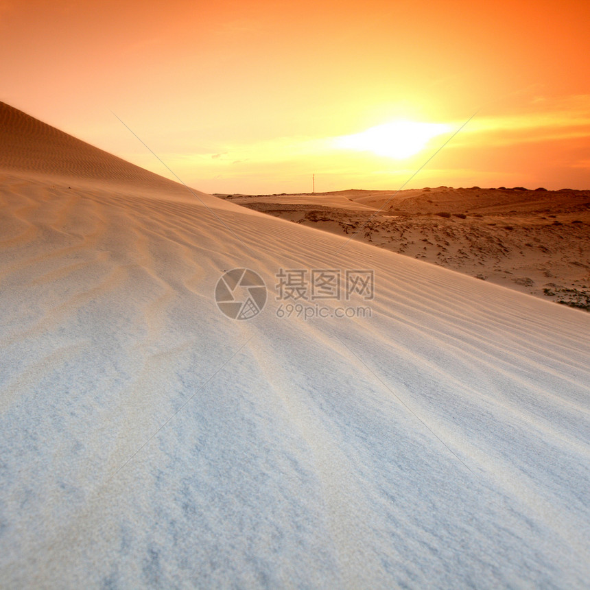 沙漠地区孤独沙丘新月形全景晴天旅游寂寞勘探口渴旅行图片