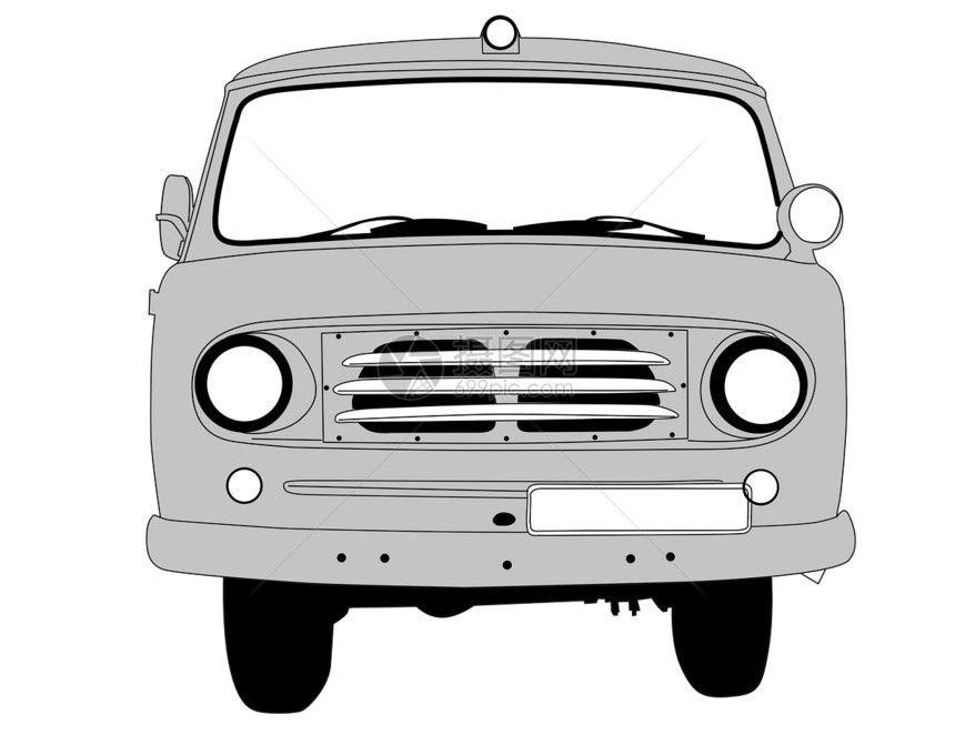 白色背景 矢量插图上的反光车运输车辆风格电机汽车大灯夹子复古轿跑车挡风玻璃图片