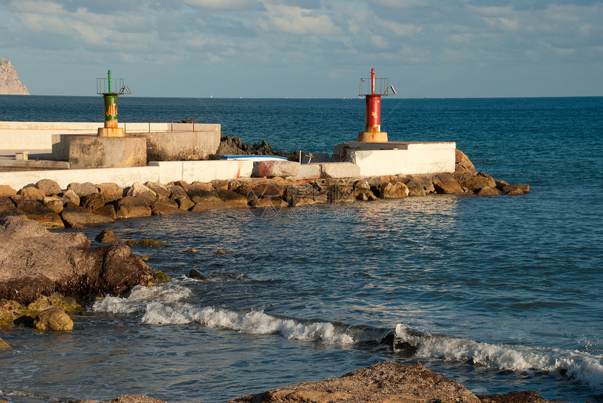 小码头水平海岸支撑入口岩石休闲灯塔图片